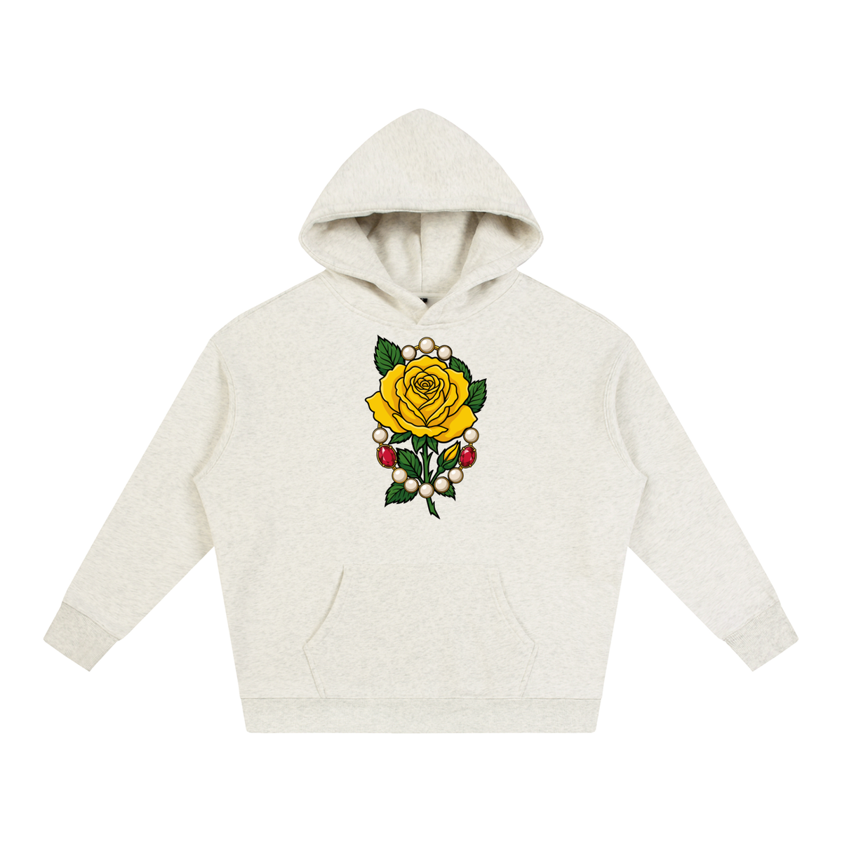 Yellow Tea Rose Oversize Fleeced Hoodie