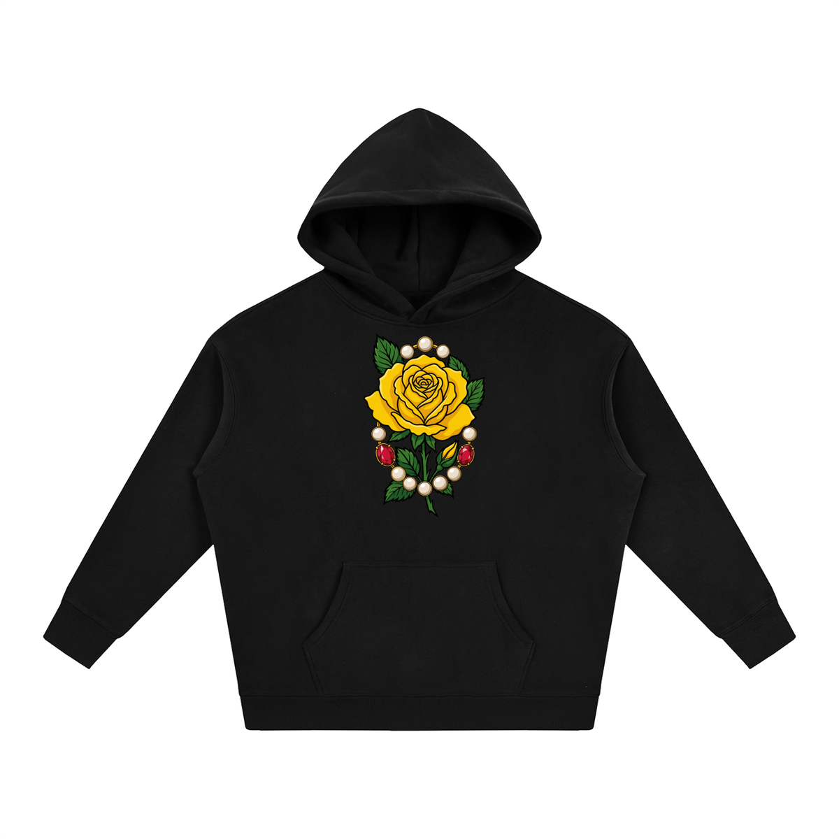 Yellow Tea Rose Oversize Fleeced Hoodie