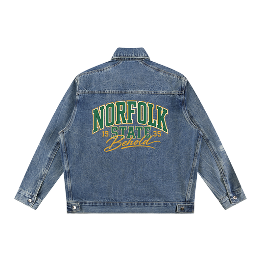 NSU Big Behold Vintage Wash Zip Up Denim Jacket
