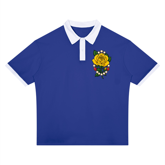 Yellow Tea Rose Color Block Polo Shirt