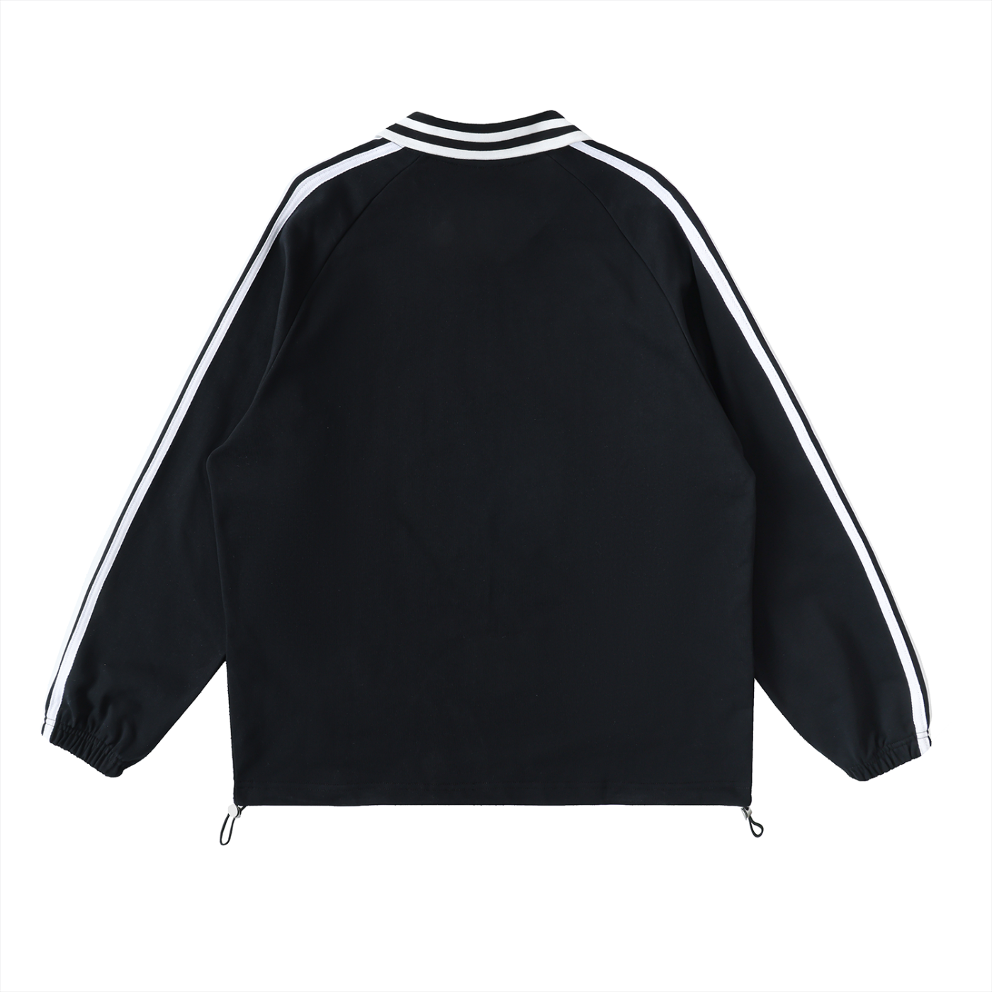 Only Way Contrast Striped Lapel Collar Sweatshirt