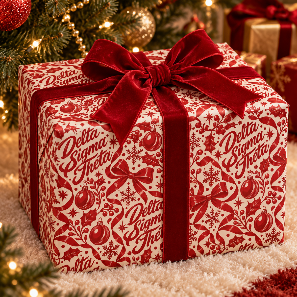 Delta Sigma Theta Script Holiday Wrapping paper roll